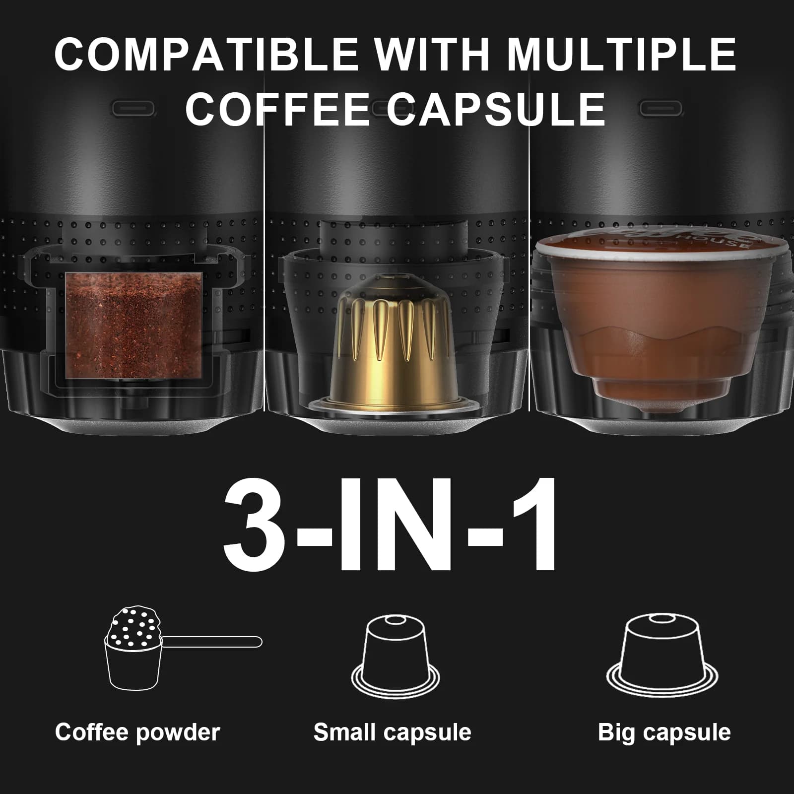 Mașină de cafea espresso portabilă 3 în 1